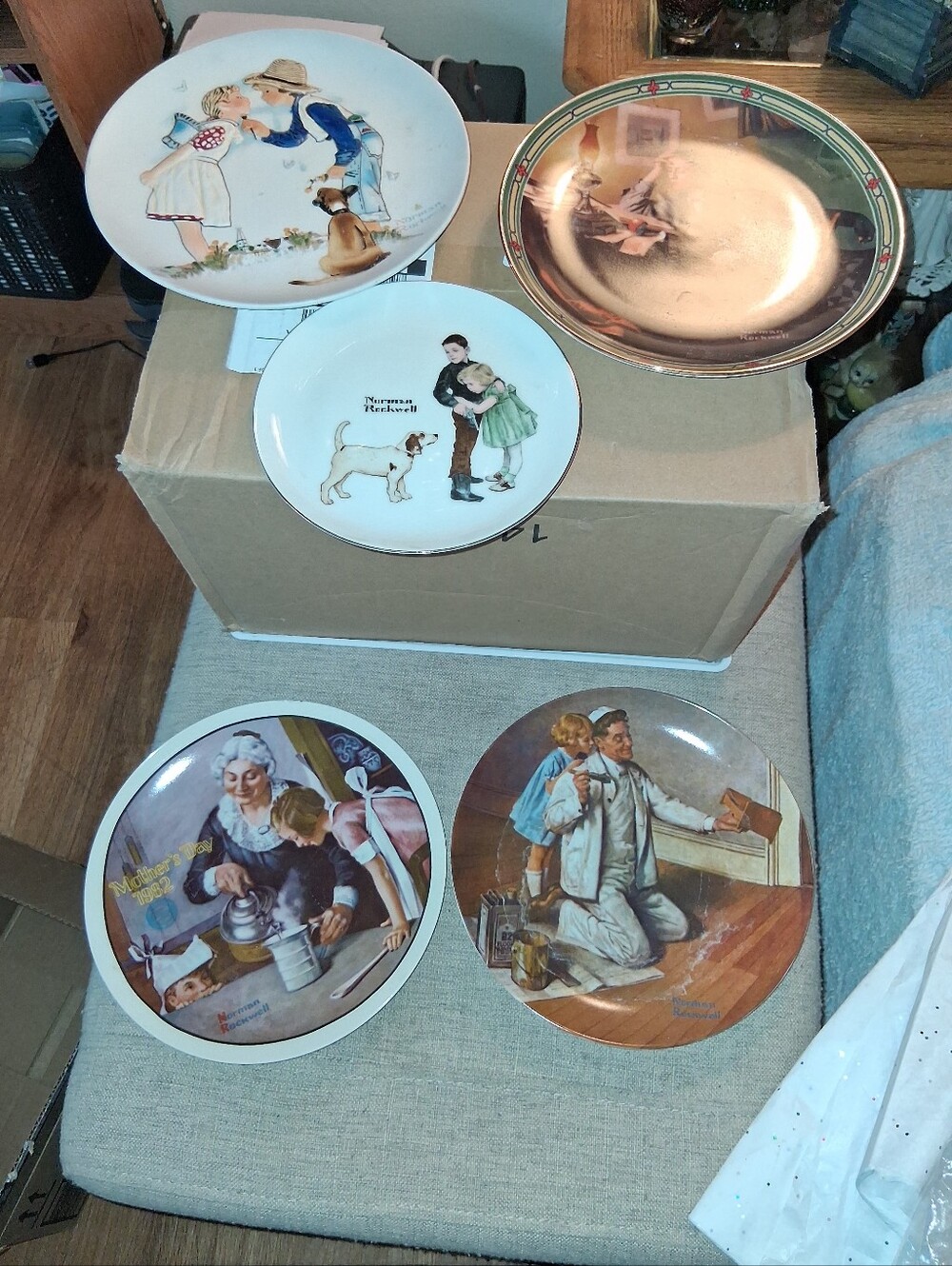 Vintage NORMAN ROCKWELL Illustrated Collector Plates - Set of 5